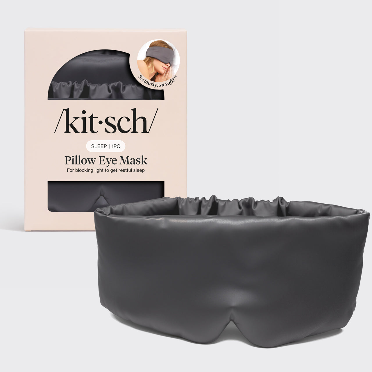 Charcoal Satin Pillow Eye Mask | KITSCH