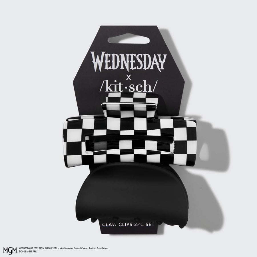 Wednesday x Kitsch Checkered Claw Clips 2-delige set
