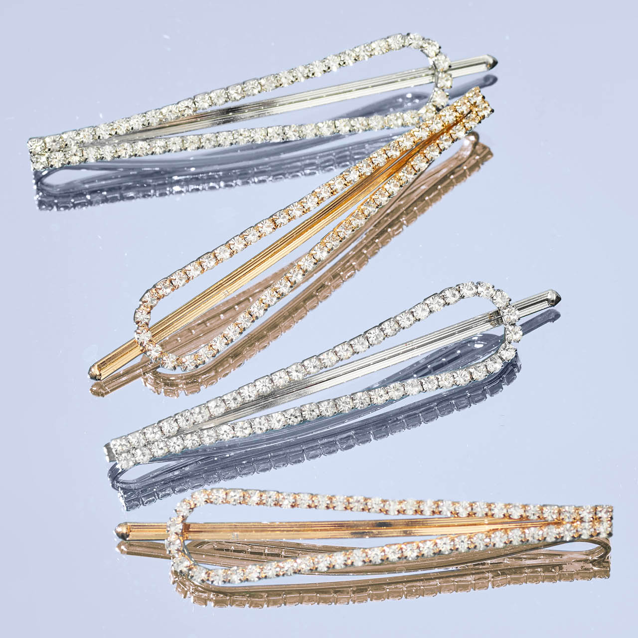 Epingles à chignon en métal avec strass 4 pièces - or et argent