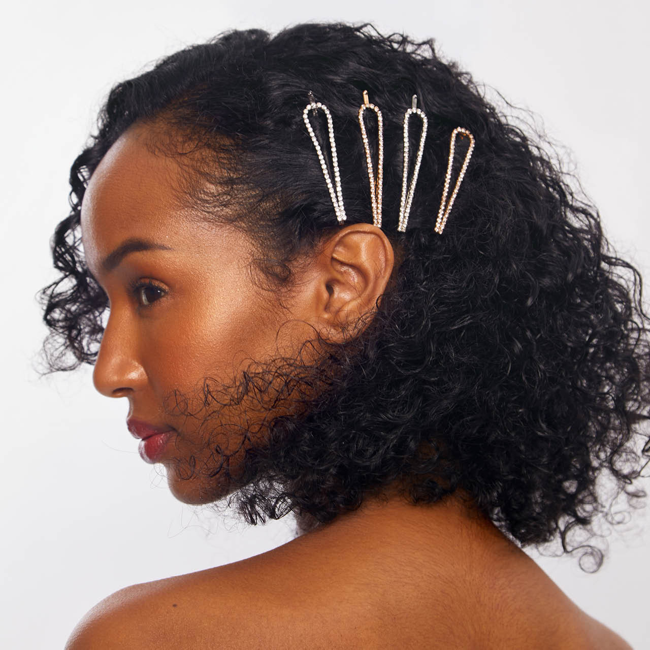 Epingles à chignon en métal avec strass 4 pièces - or et argent