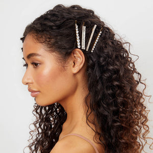 Épingles à chignon assorties en métal et strass 4 pièces - or