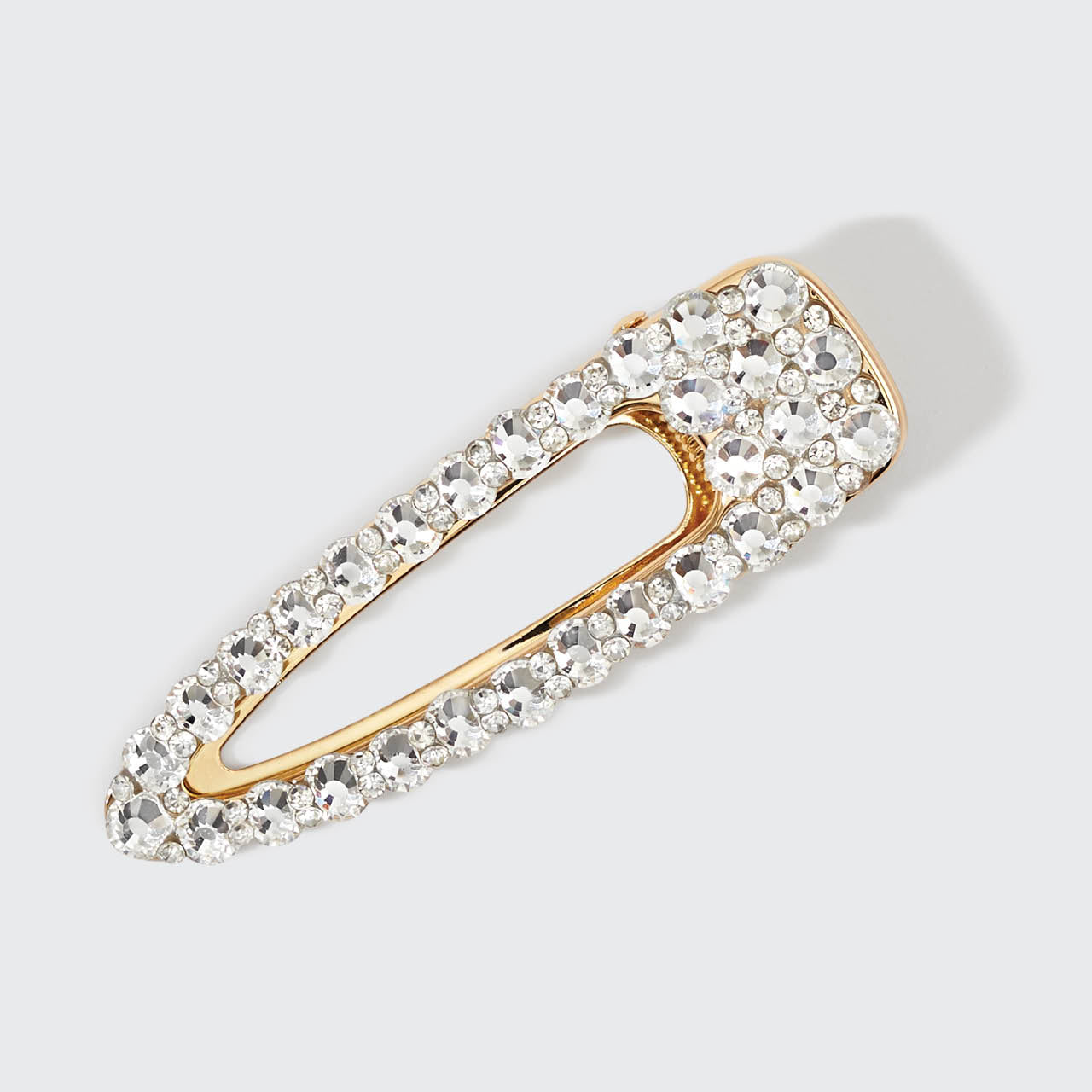 Metal Rhinestone Large Open Shape Hair Clip - Gold | KITSCH