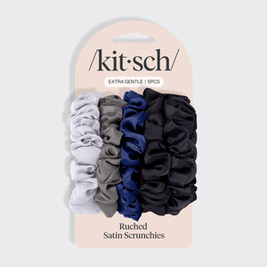 Midnight Satin Petite Scrunchies 5pc Set