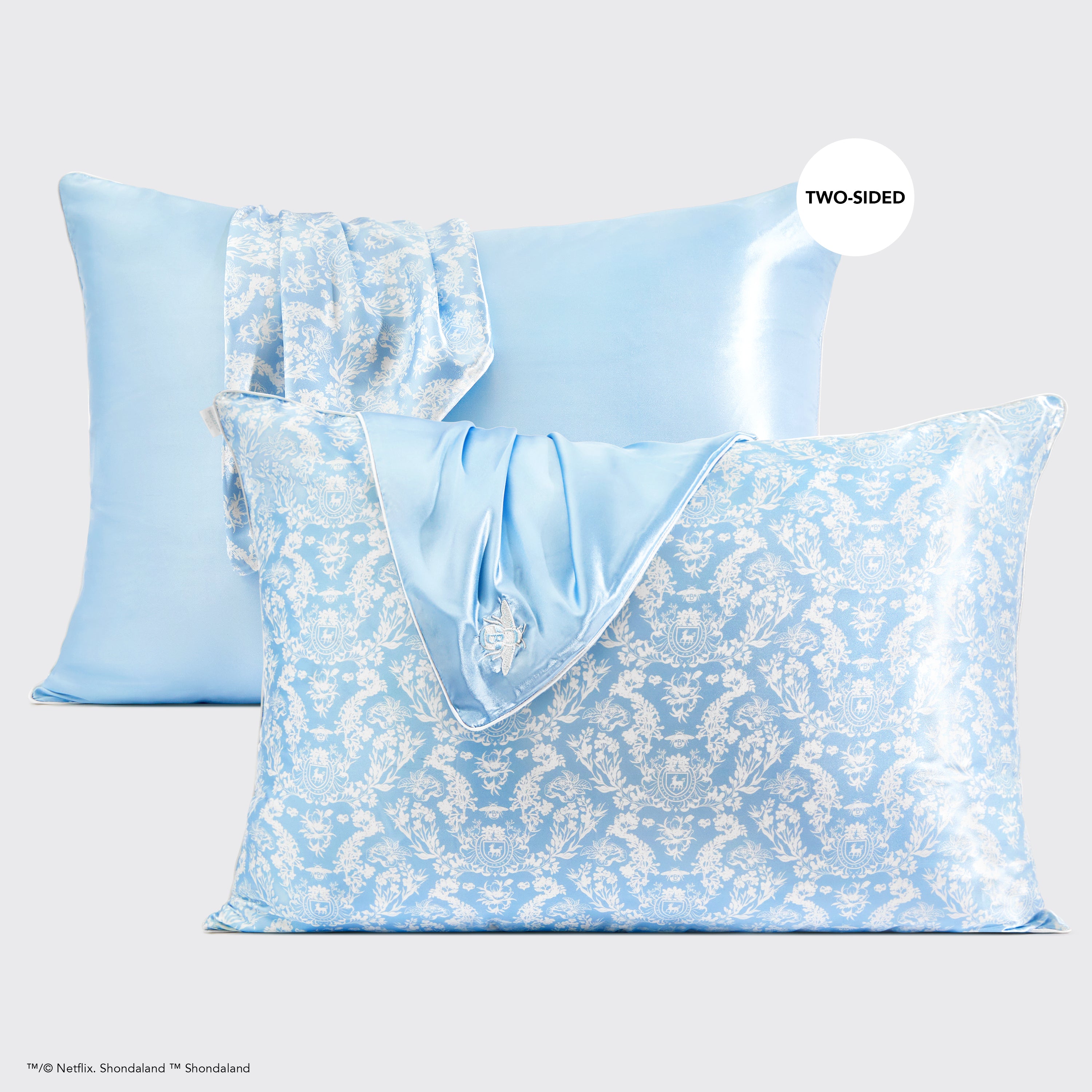 Bridgerton x Kitsch Satin Pillowcase - Toile De Blue