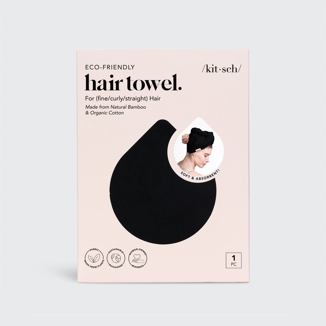 EcoFriendly Hair Towel Black KITSCH