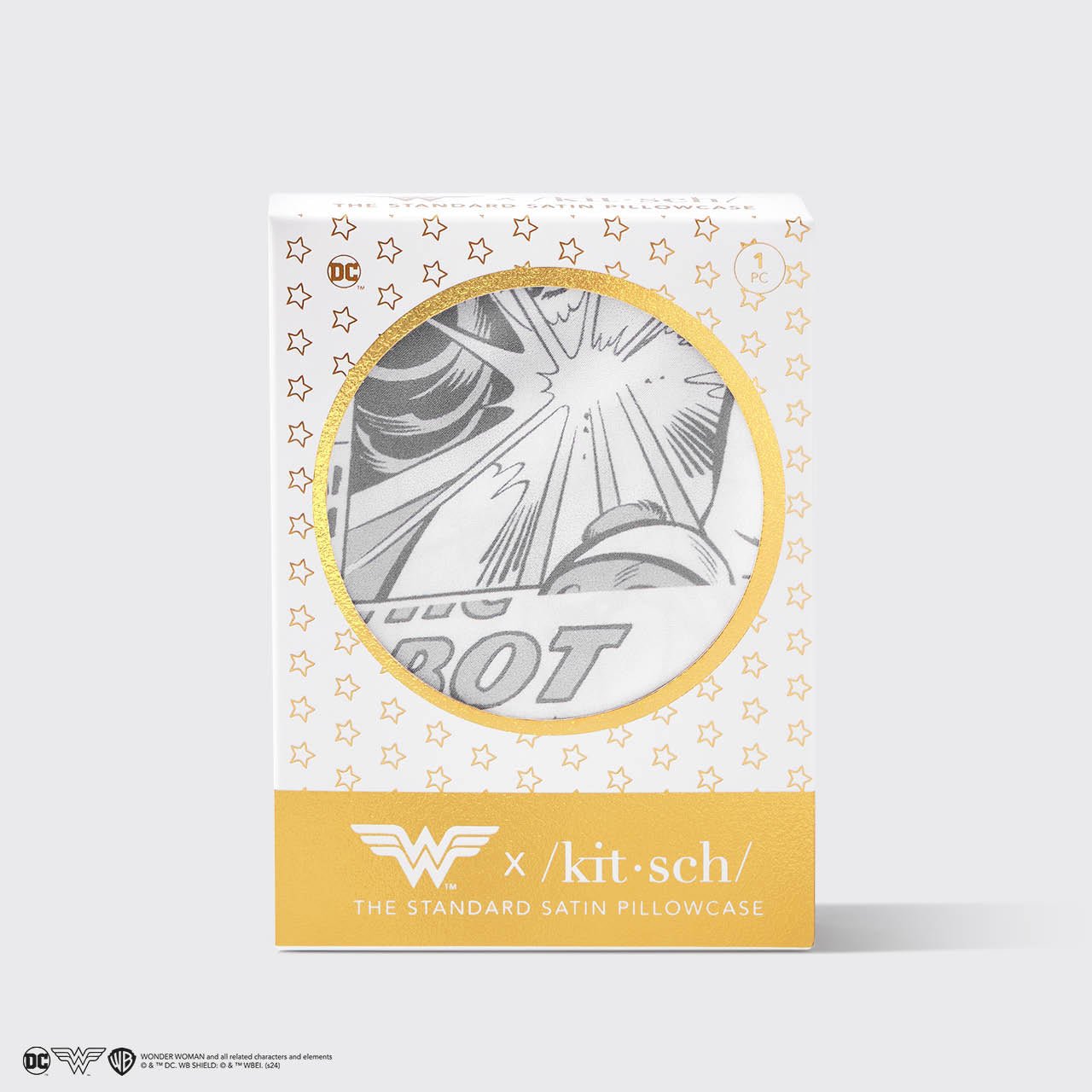 Saténový povlak na polštář Wonder Woman x kitsch - komiksový potisk