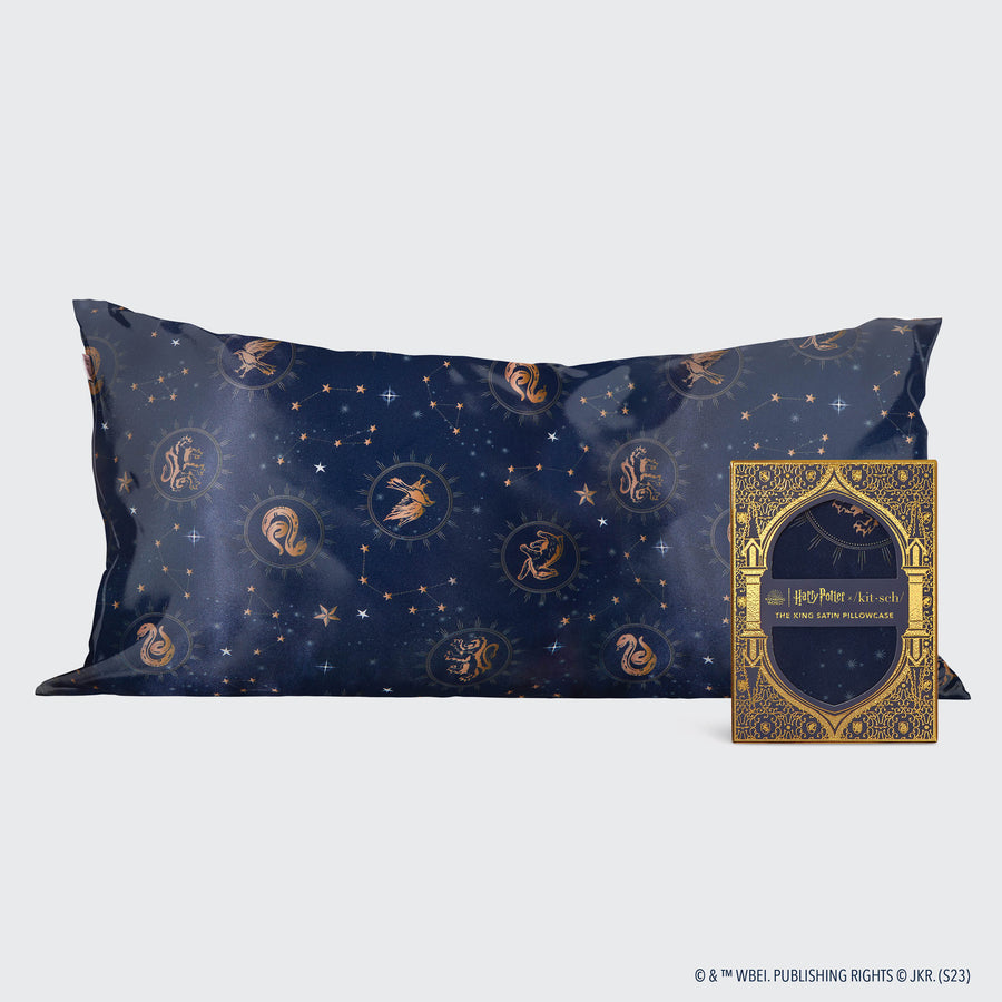 Harry Potter x Kitsch King Satin-Kissenbezug – Mitternacht in Hogwarts