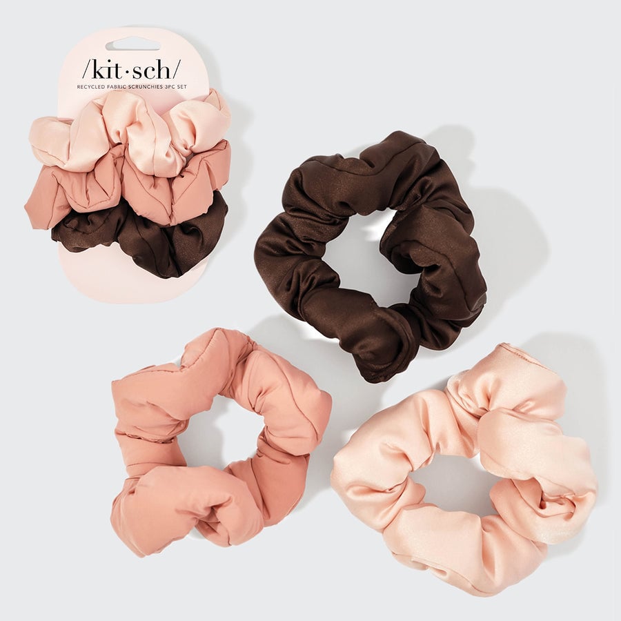 Recycled Fabric Cloud Scrunchies 3pc Set - Rosewood