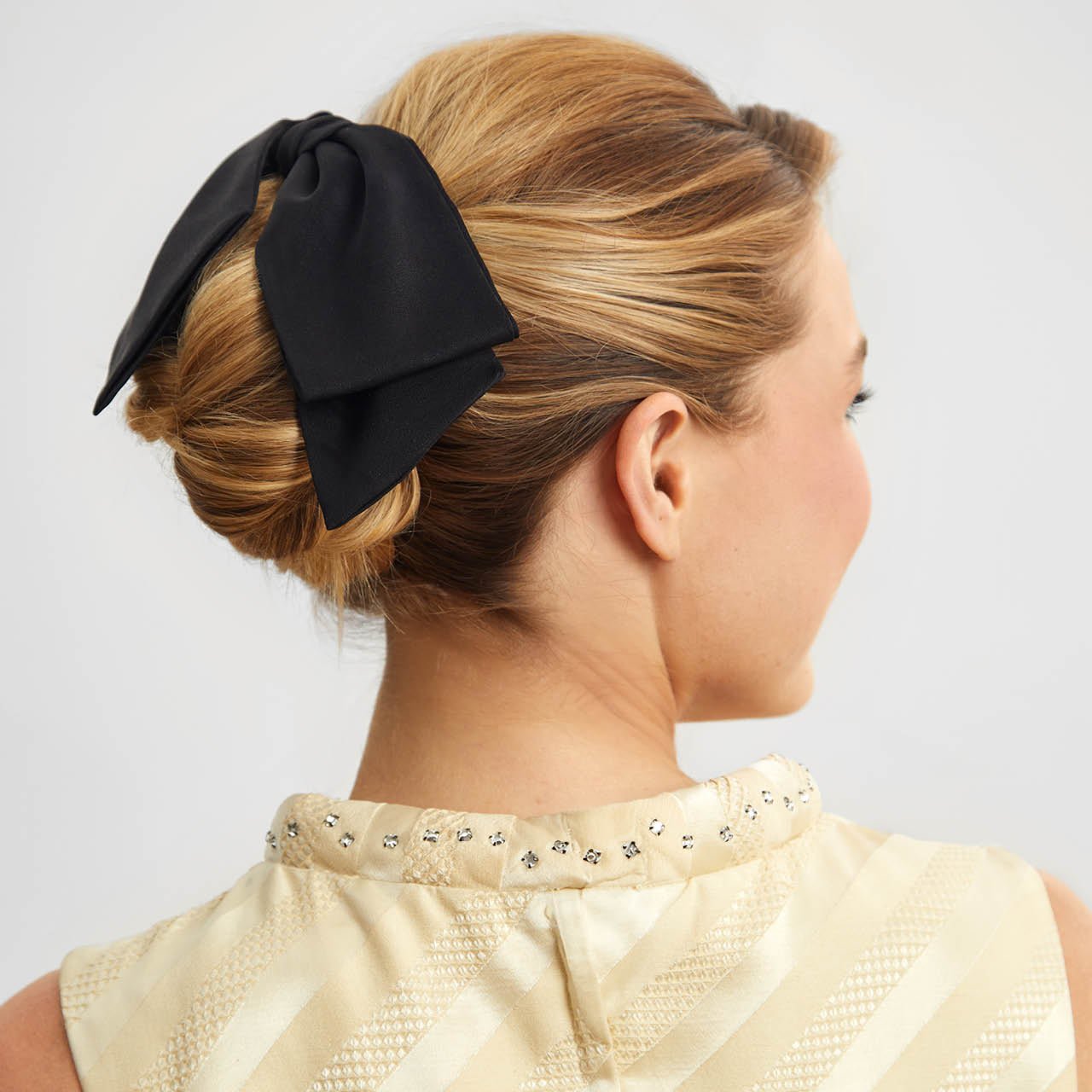 Recycled Fabric Bow Hair Clip - Black