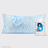 布里奇顿 x Kitsch特大号缎面枕套 - 蓝色图案