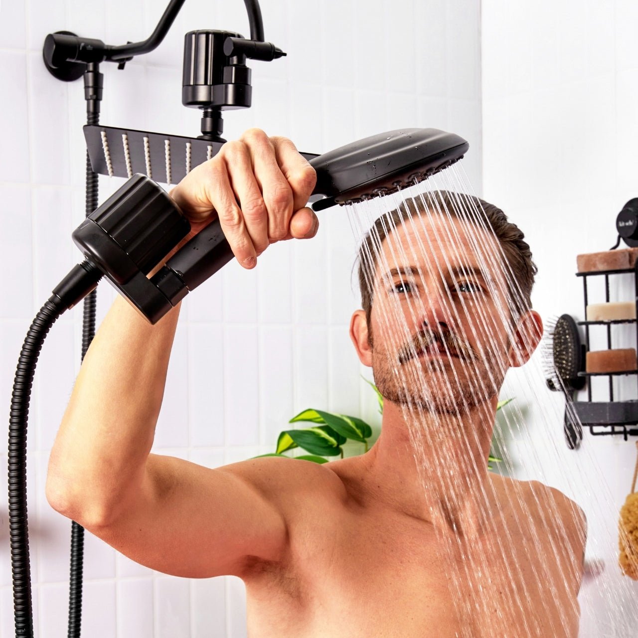 Shower Filter + Shampoo & Conditioner 4pc Set - Black