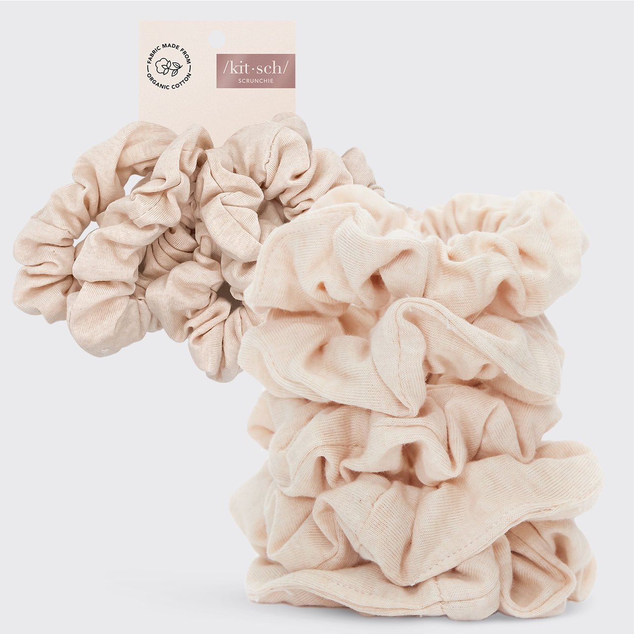 Scrunchies in maglia di cotone biologico 5 pezzi - Crema