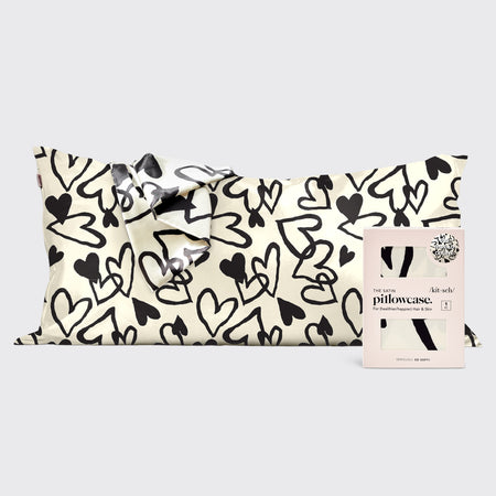 Satin Pillowcase in Heart Print - King