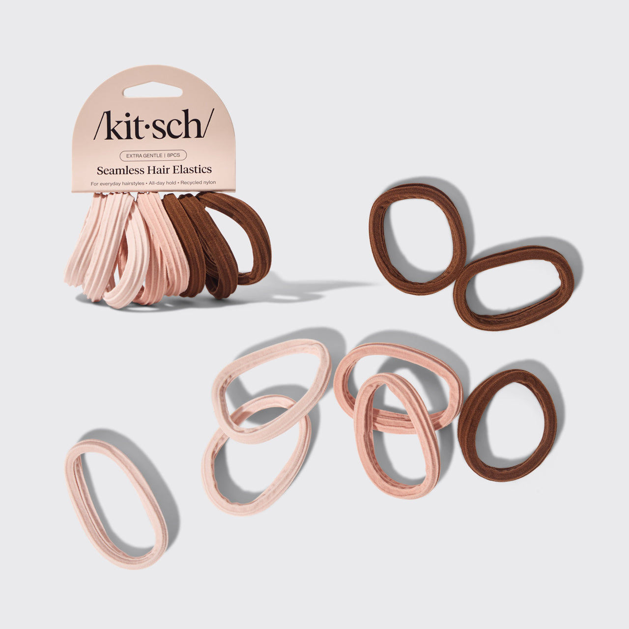 Rosewood Seamless Hair Elastics 8pc Set – KITSCH