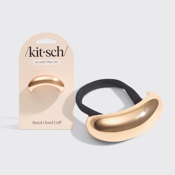 KITSCH Gold Metal Cloud Cuff - Medium — hero product shot — sleek soft-gold metal hair cuff