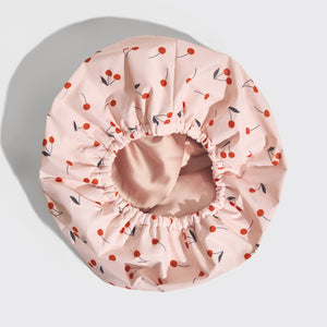 Cherry Print Satin Shower Cap