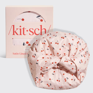Cherry Print Satin Shower Cap