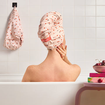 Cherry Print XL Hair Towel Wrap