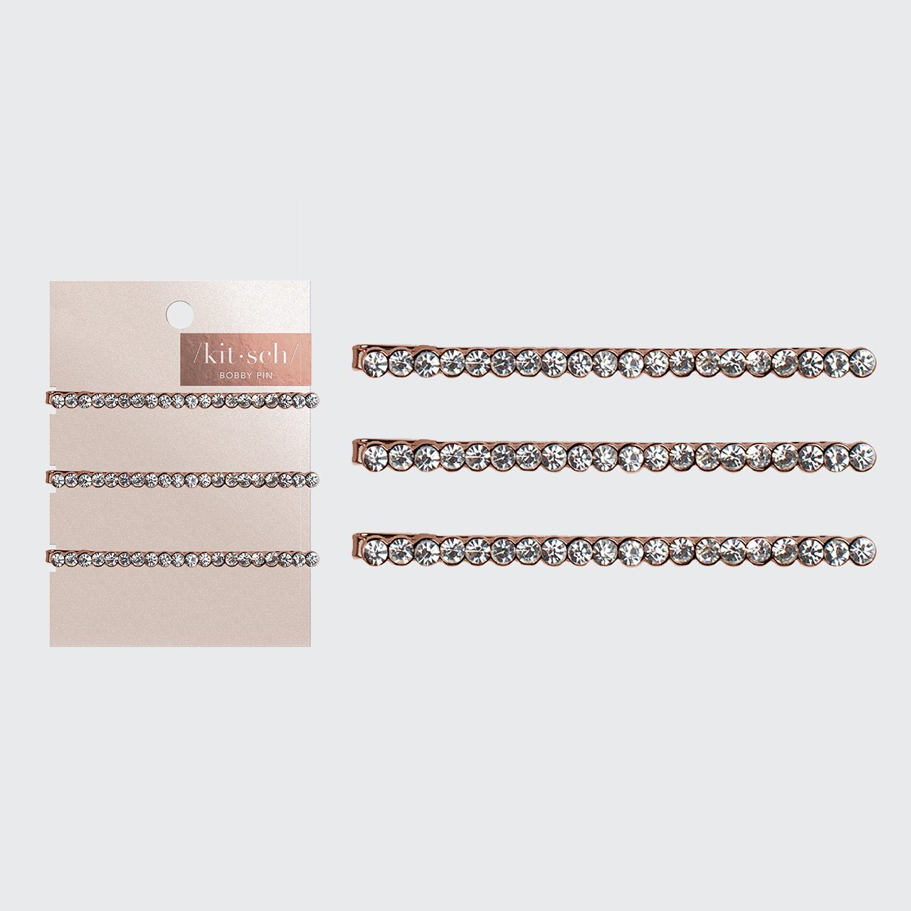 Strass Bobby Pins 3 Pack - Roségold