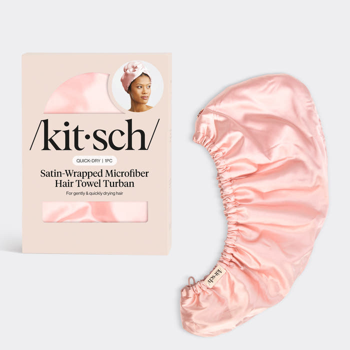 Blush Satin Wrapped Hair Towel, KITSCH