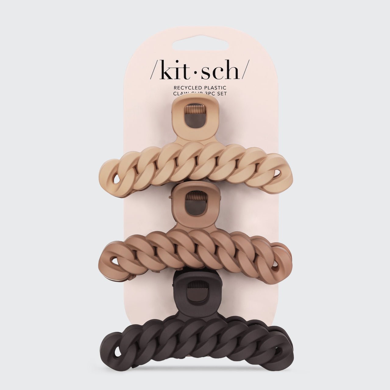 Set – - Clip KITSCH Eco-friendly Neutral Chain Claw 3pc