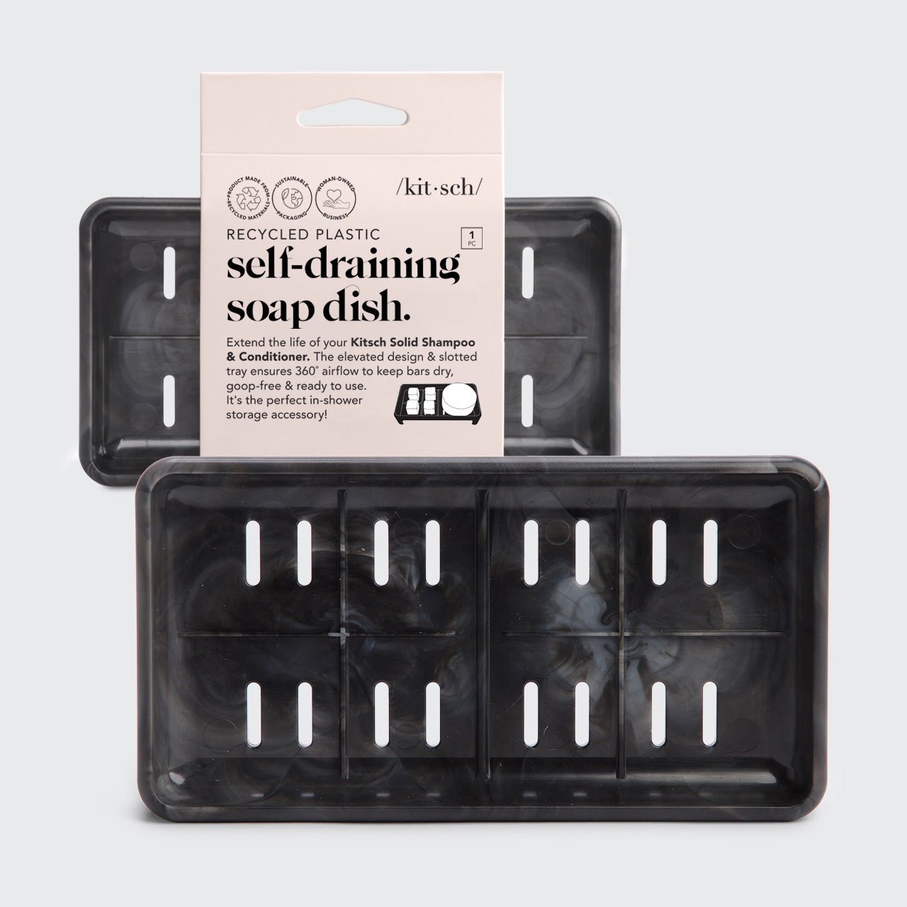 Shampoo & Conditioner 4pc Sampler Set & Self Draining Soap Dish