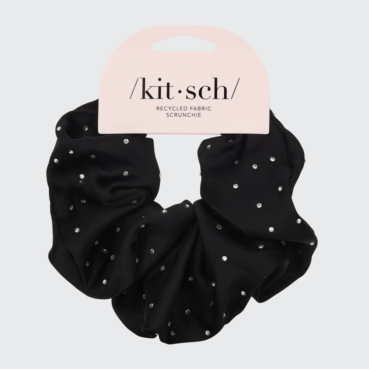 Satin Rhinestone Brunch Scrunchie - Black