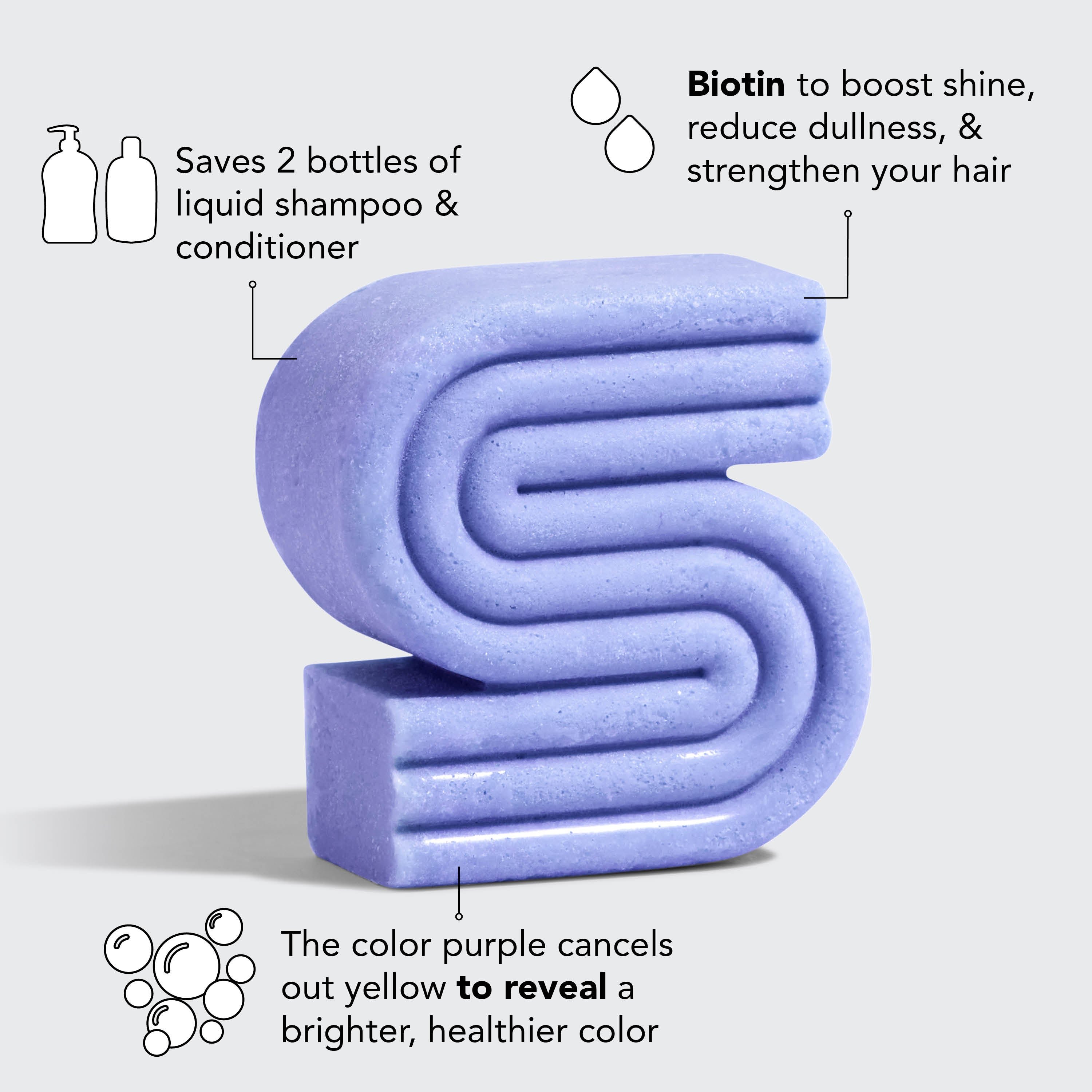 Ensemble de barres de shampooing et d'après-shampooing mauves avec biotine