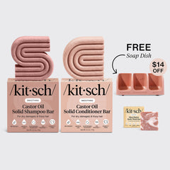 Set de jabonera autovaciante terracota y barras con aceite de ricino nutritivo
