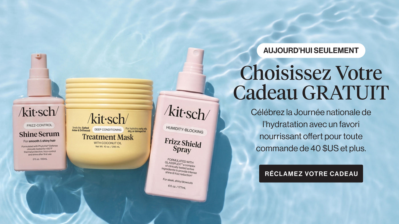 Kitsch National Hydration Day gift with purchase - choose a free nourishing hair care product with any $40+ order. Limited time offer.