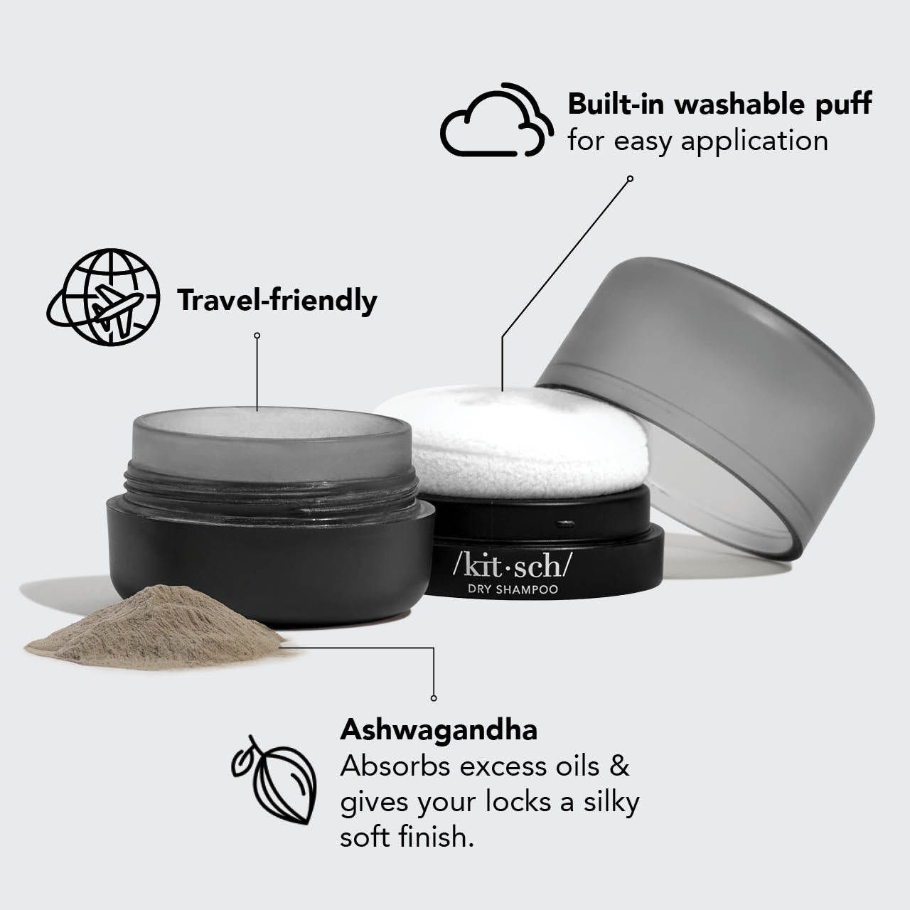 Volumizing Rice Protein Dry Shampoo For Dark Hair KITSCH