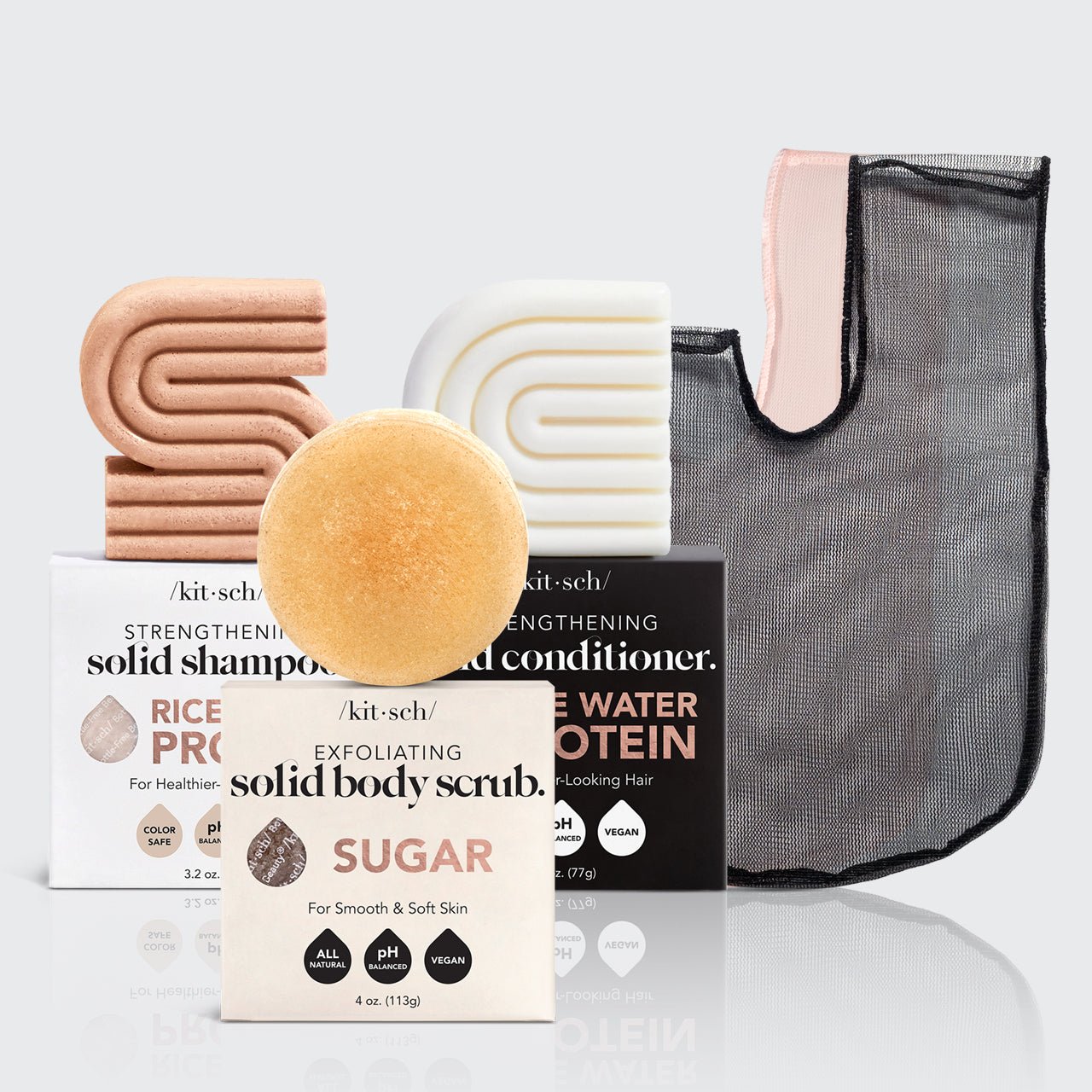Σαμπουάν & Conditioner για την ανάπτυξη των μαλλιών με νερό ρυζιού + πακέτο απολέπισης σώματος με ζάχαρη