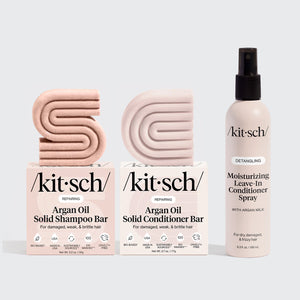 Pacchetto di shampoo e balsamo riparatore all'olio di argan + leave in conditioner