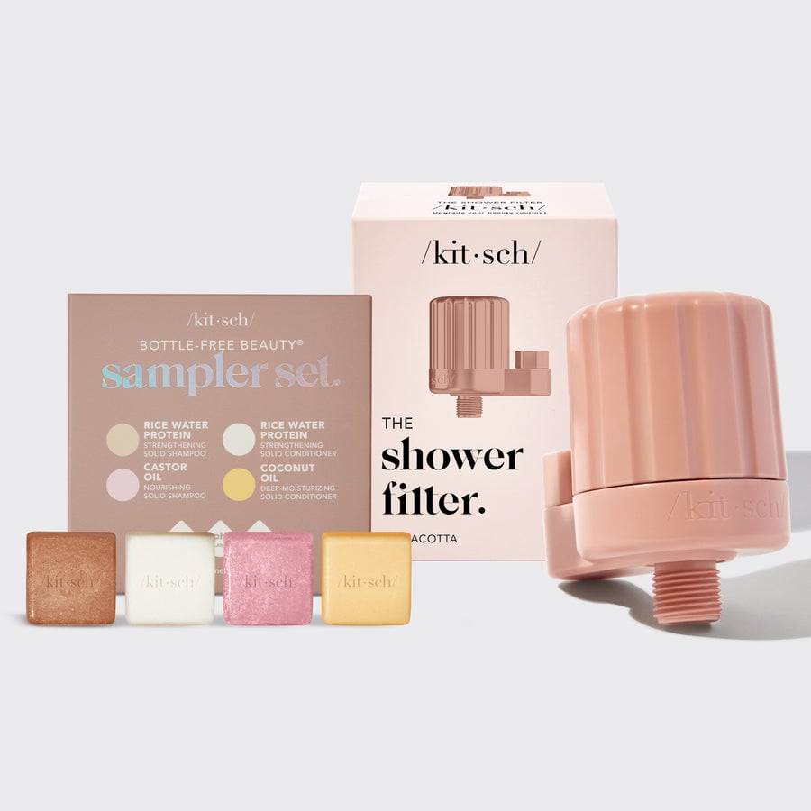 Shower Filter + Shampoo & Conditioner 4pc Set - Terracotta
