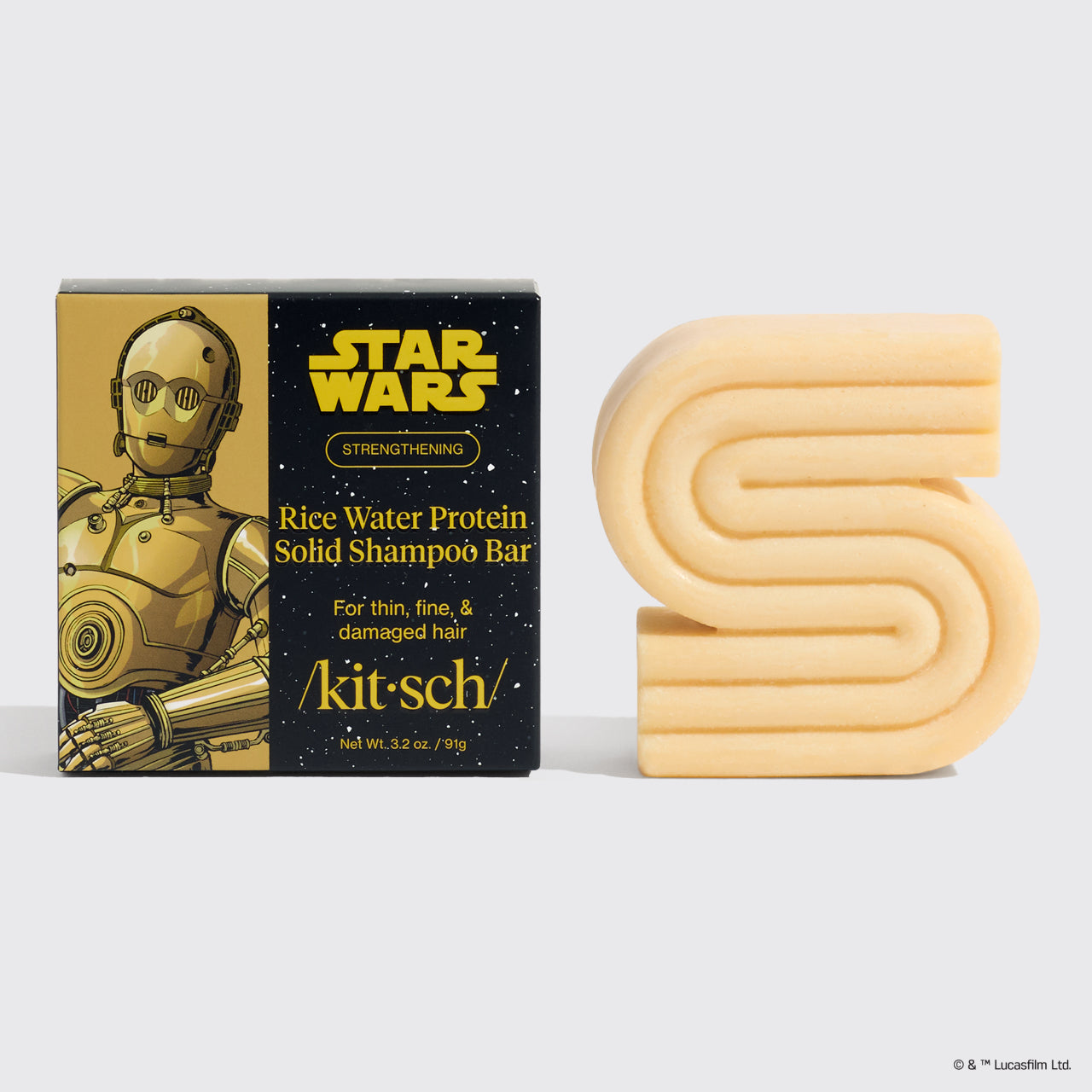 Star Wars™ & Kitsch Shampooing solide fortifiant à base de protéines d'eau de riz - C-3PO