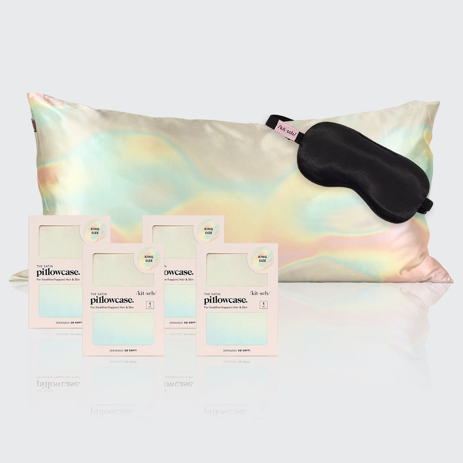 Luxe Satin Pillowcase & Eye Mask Bundle -  Aura (King)