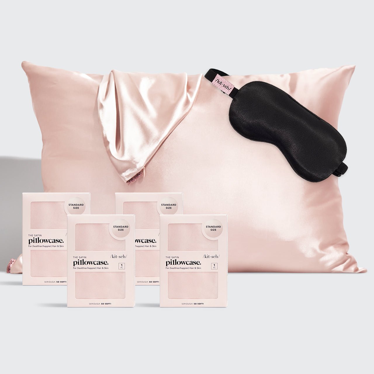 Luxe Satin Pillowcase & Eye Mask Bundle - Blush