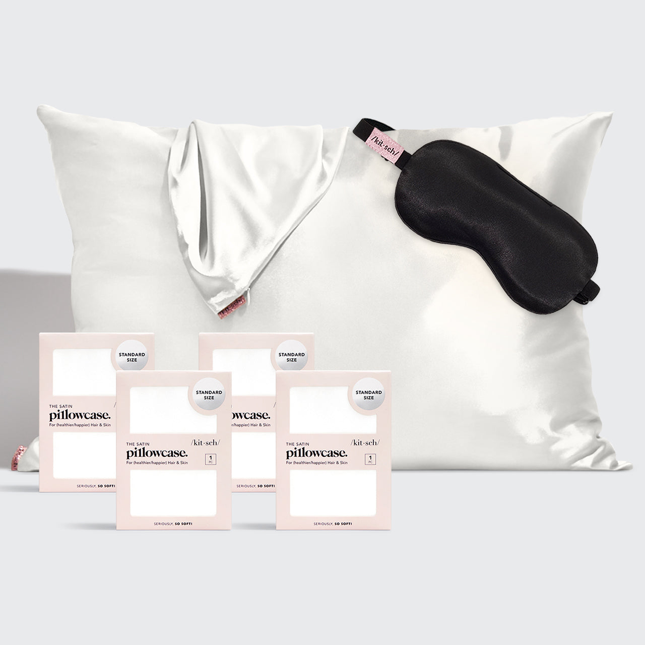 Luxe Satin Pillowcase & Eye Mask Bundle -  Ivory