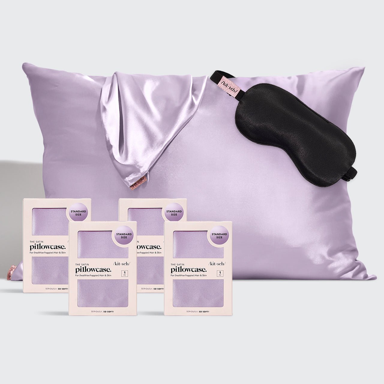 Luxe Satin Pillowcase & Eye Mask Bundle -  Lavender