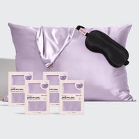 Luxe satijnen kussensloop en oogmaskerbundel - Lavendel