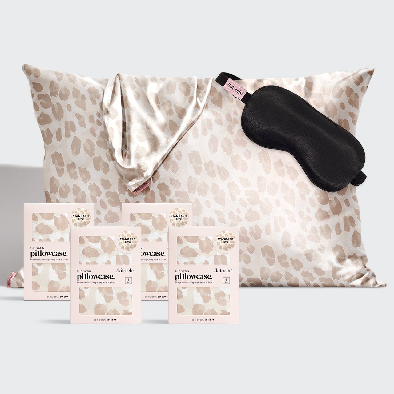 Luxe Satin Pillowcase & Eye Mask Bundle -  Leopard