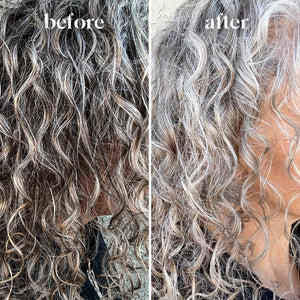Shampooing et après-shampooing violet pour cheveux colorés et gris