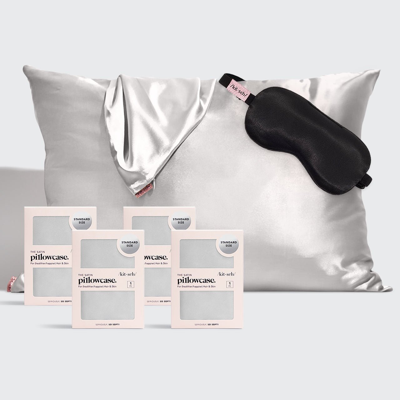 Luxe Satin Pillowcase & Eye Mask Bundle -  Silver