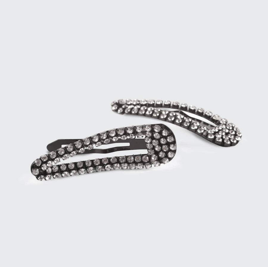 Mini Rhinestone Snap Clips - Hematite