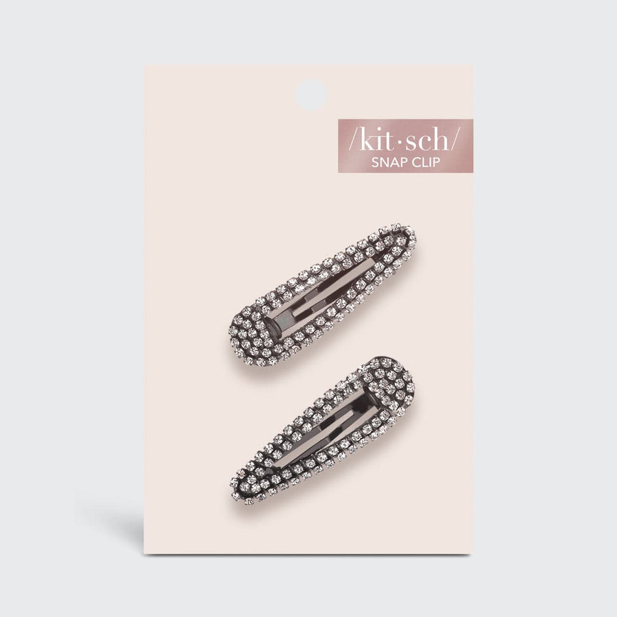 Mini Rhinestone Snap Clips - Hematite