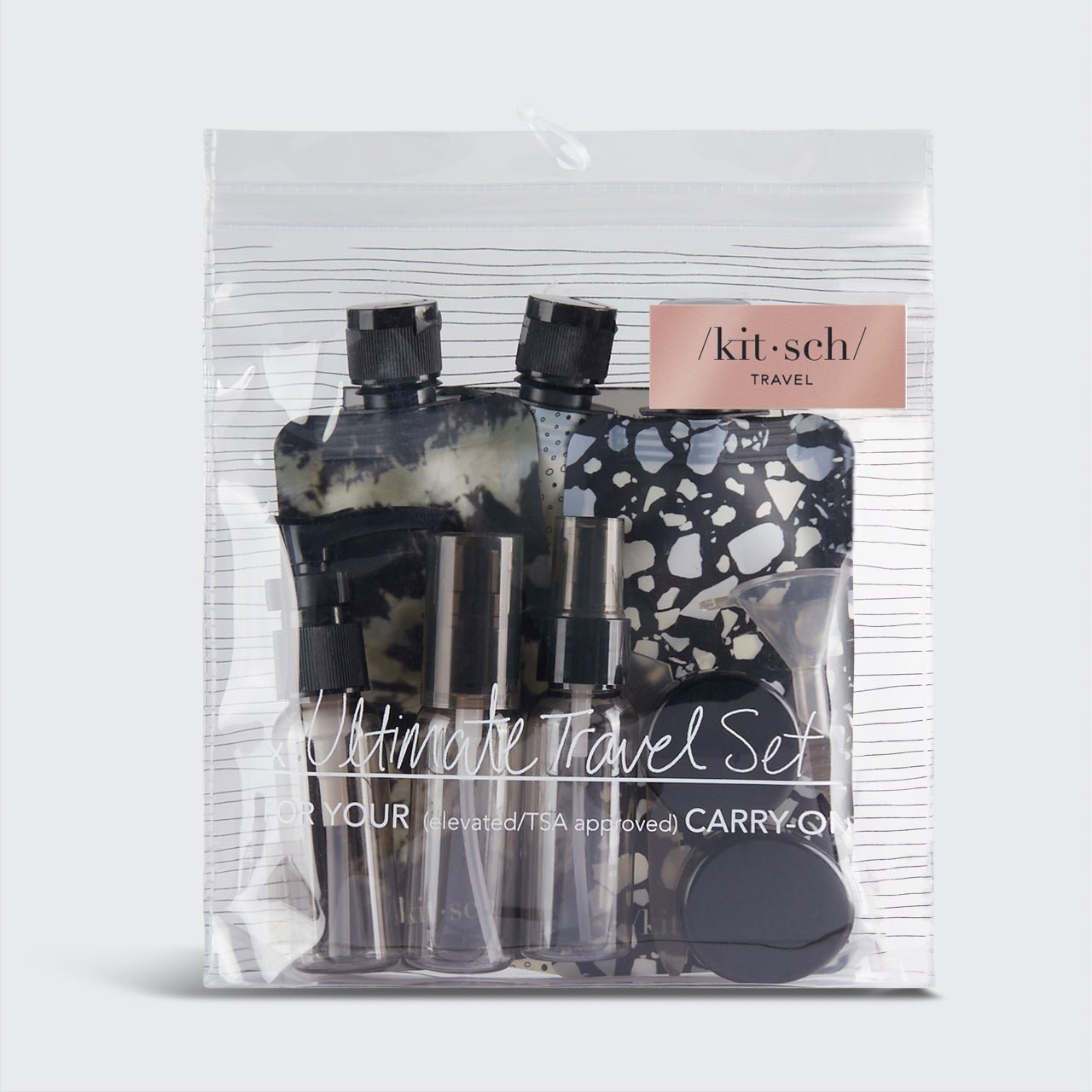 KITSCH - For – Pack Ivory Bottles Black 11 & Toiletries Travel