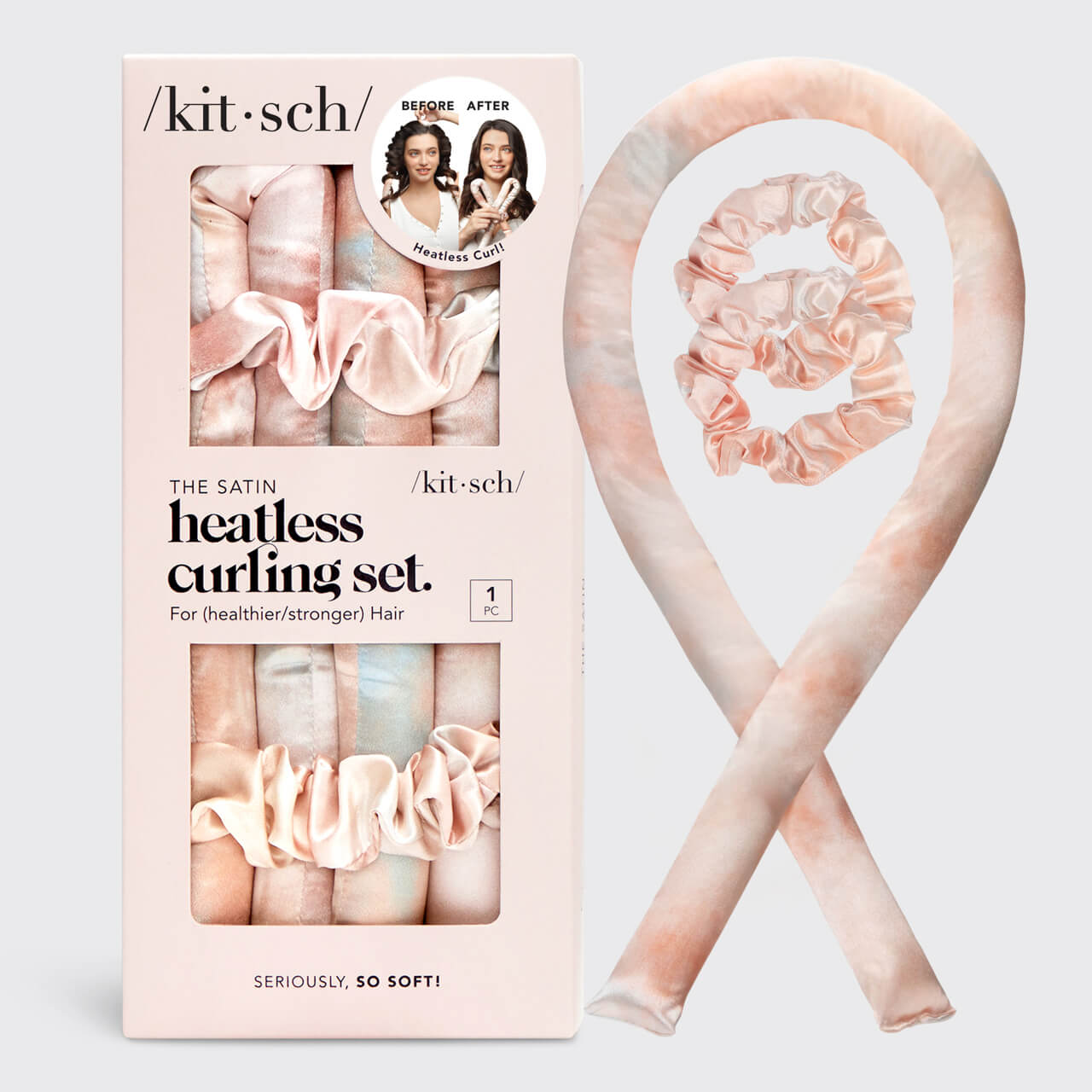 kitsch heatless curling set in box and out of box