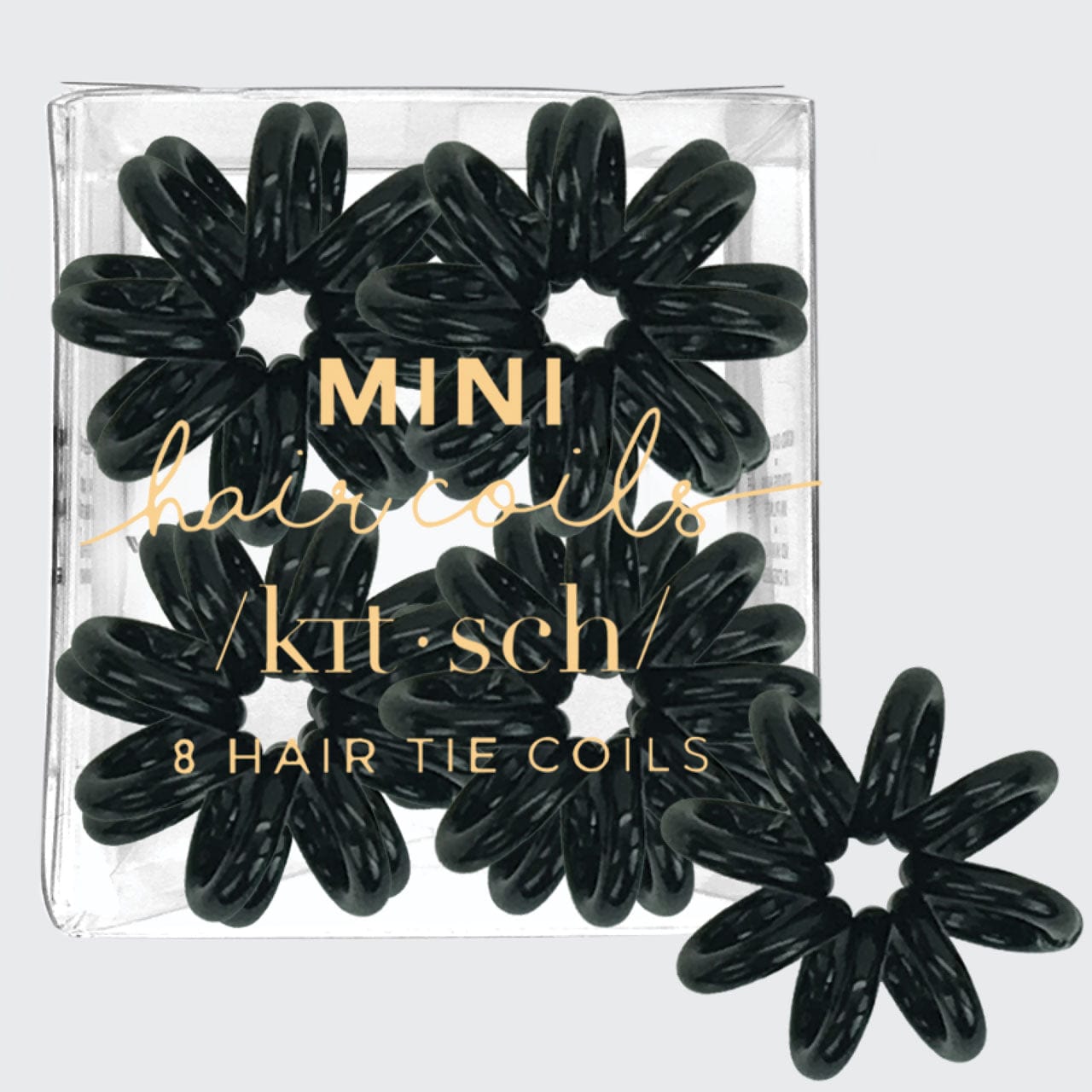 Mini Spiral Hair Ties 8 Pack - Black