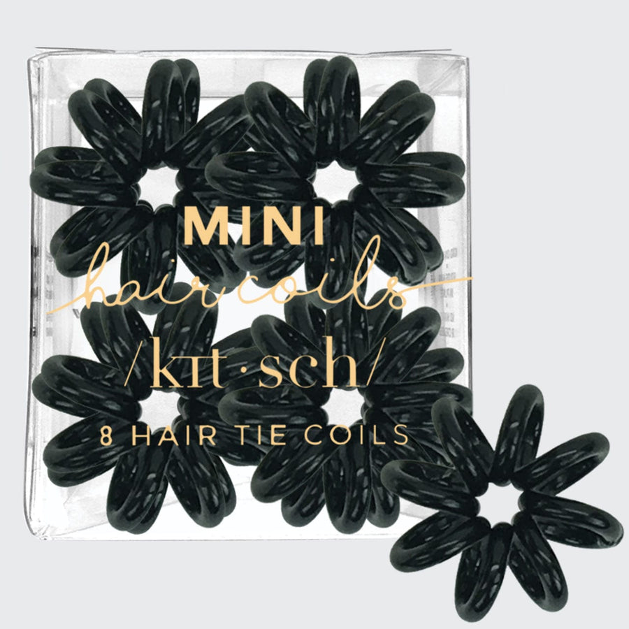 Mini Spiral Hair Ties 8 Pack - Black
