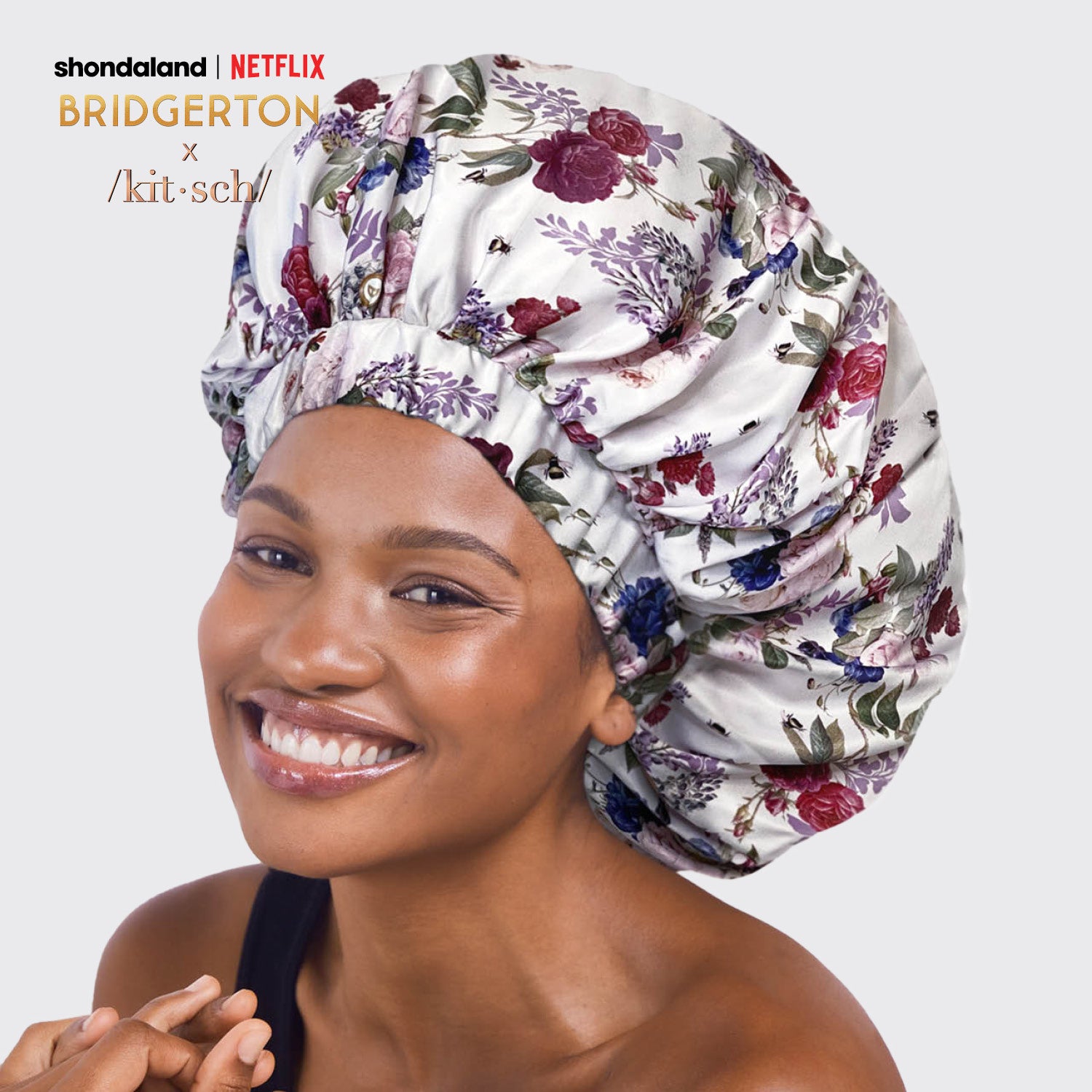 Bridgerton x Kitsch XL Satin Bonnet - Floral